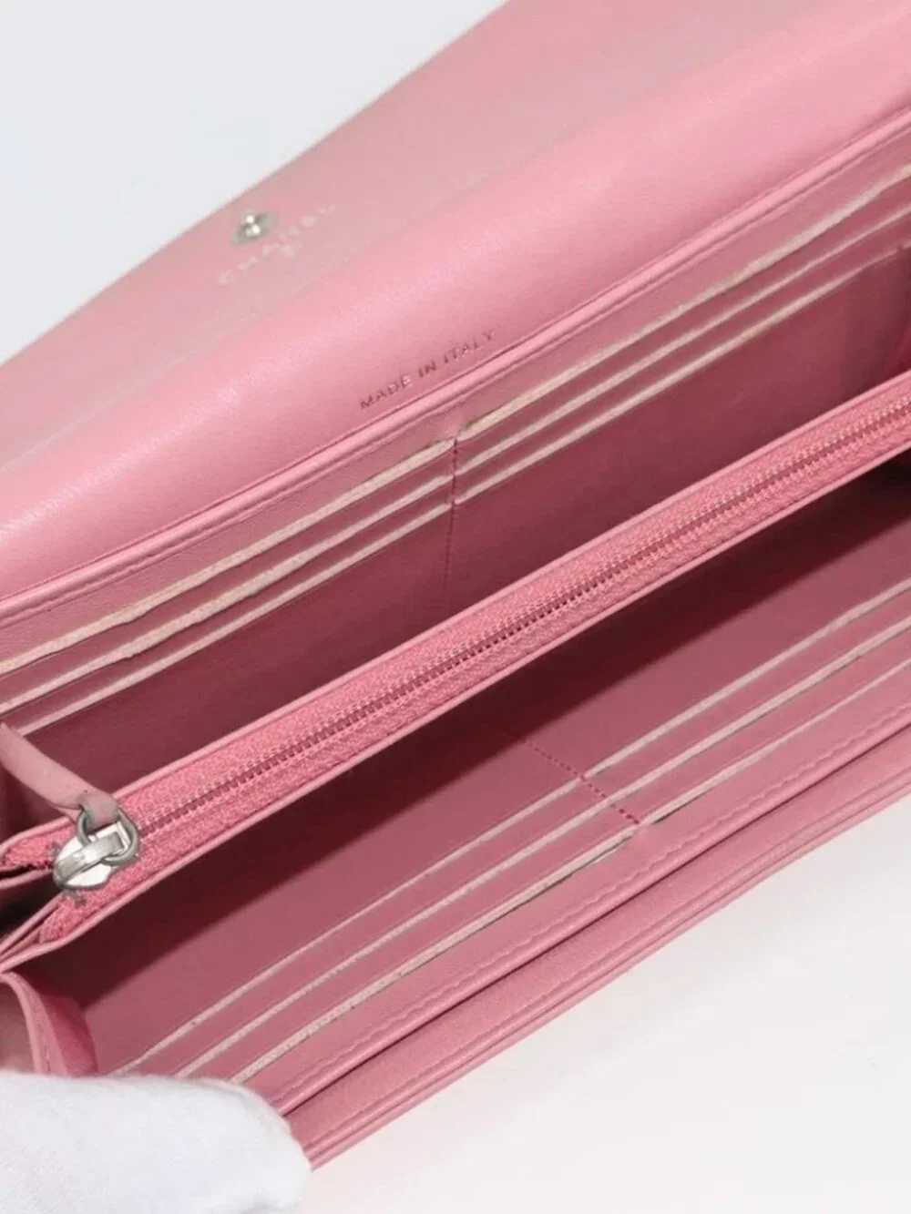 CHANEL Camelia Long Wallet Lamb Skin Pink CC Auth YKZ410